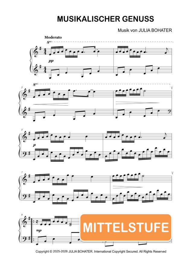 Musikalischer Genuss – Klaviernoten (Mittelstufe)