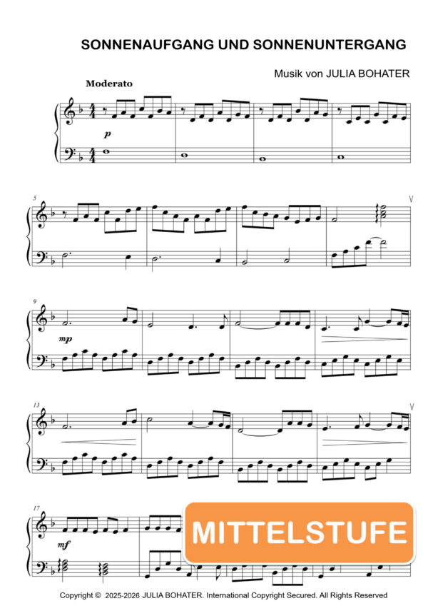 Sonnenaufgang – Klaviernoten (Mittelstufe)