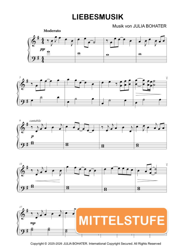 Liebesmusik – Klaviernoten (Mittelstufe)