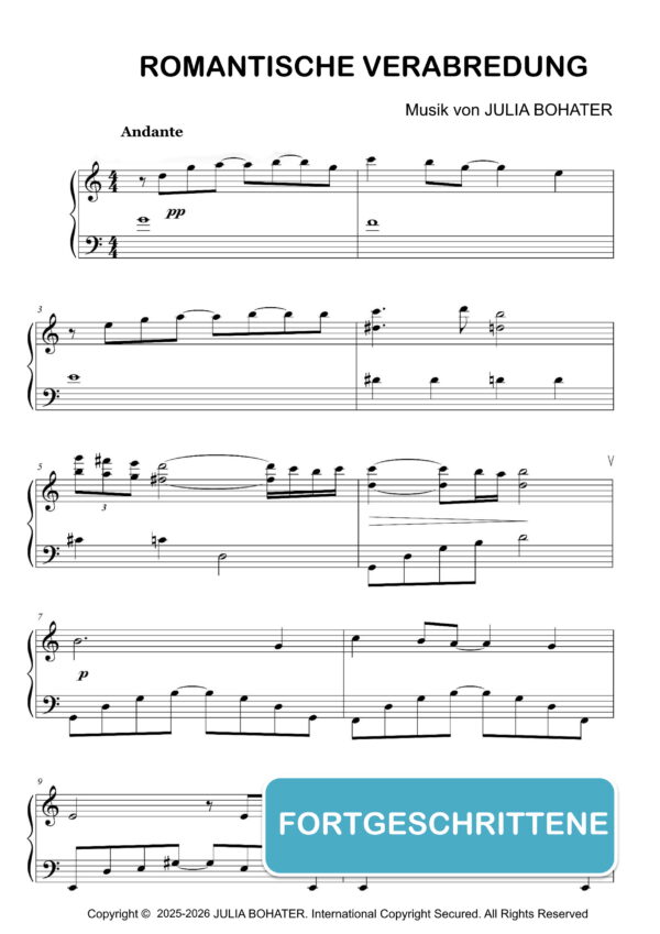 Verabredung – Klaviernoten (Fortgeschrittene)