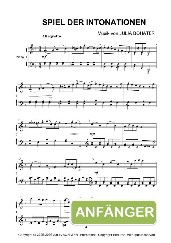 Spiel der Intonationen – Einfache Klaviernoten für Anfänger