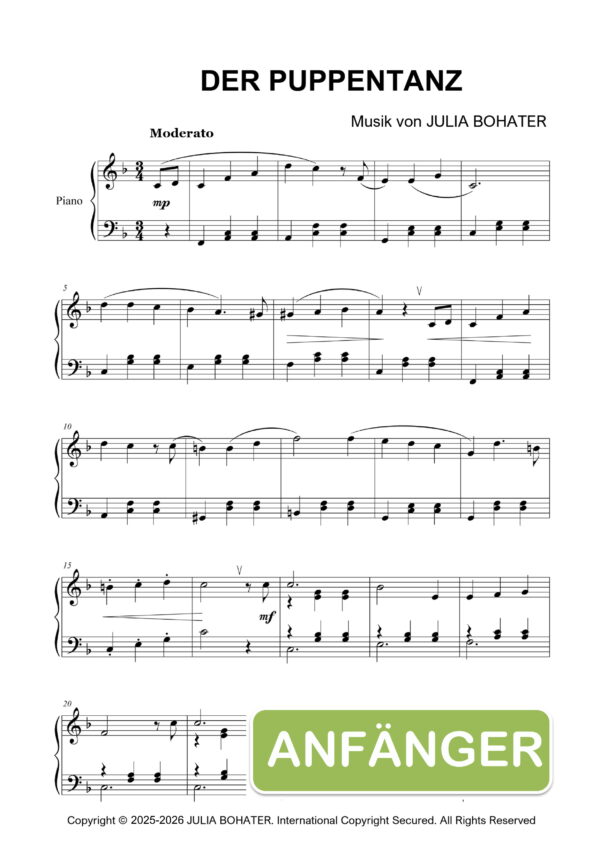 Der Puppentanz – Einfache Klaviernoten für Anfänger