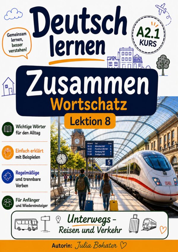 Deutsch lernen Zusammen. Wortschatz Lektion 8. Reisen und Verkehr