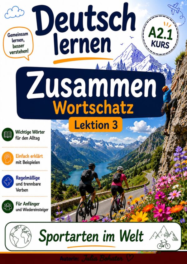 Deutsch lernen Zusammen. Wortschatz Lektion 3. Sportarten im Welt
