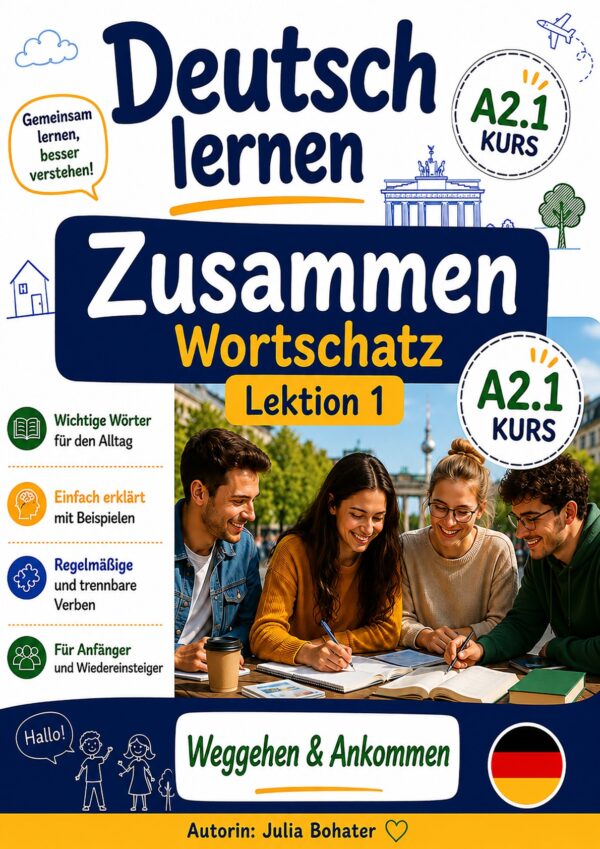 Deutsch lernen Zusammen. Wortschatz Lektion 1 Weggehen & Ankommen