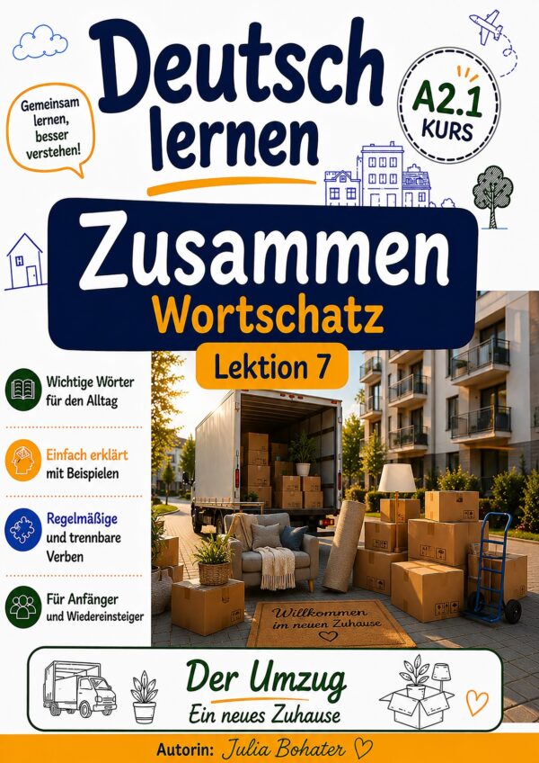 Deutsch lernen Zusammen. Wortschatz Lektion 7. Der Umzug